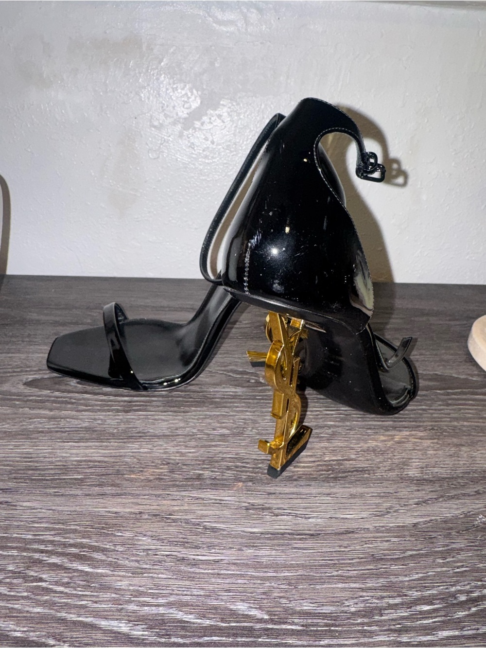 AUTHENTIC YSL Black Patent / Gold Logo Heel - Picture 4 of 10